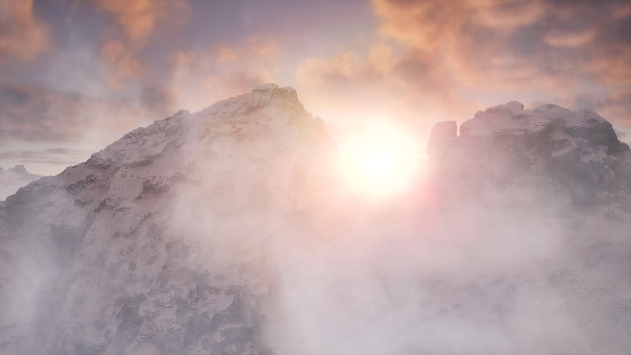 눈 인 산의 풍경