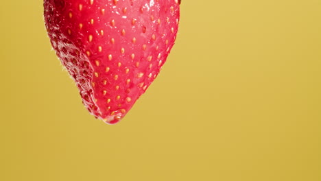 close-up of a wet strawberry