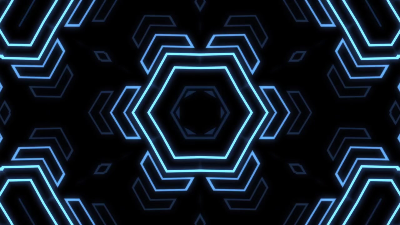 Seamless Loop of Blue Neon Hexagon Geometric Pattern
