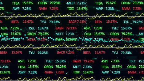 animation of stock market data processing against black background