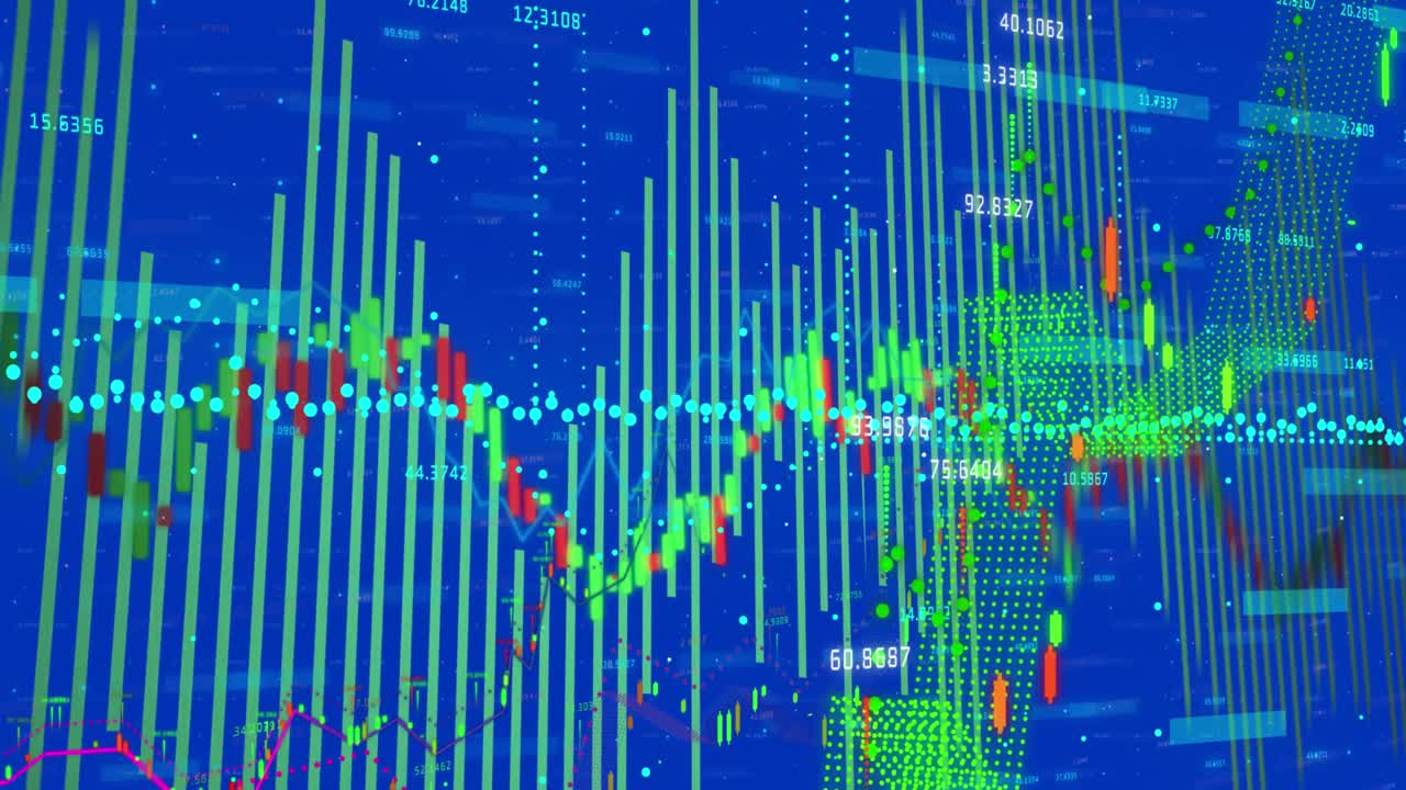 파란색 배경에 있는 데이터 처리의 애니메이션