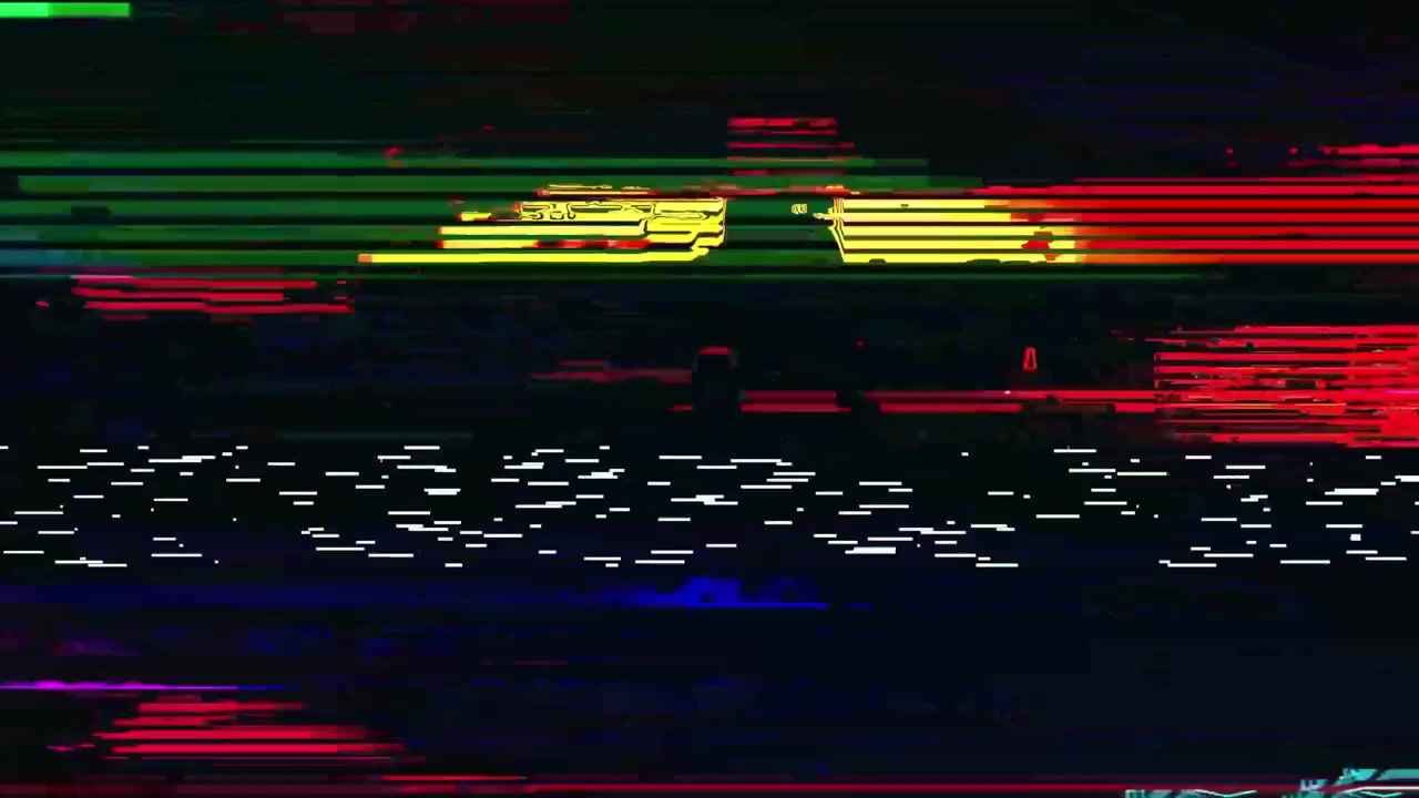 Digital Glitch Effect with Distorted Colorful Lines and Static