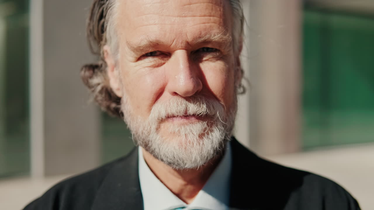 Confident Senior Businessman in Front of Office Building