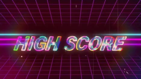 animación pantalla de videojuegos antiguos con palabras de alta puntuación escrita