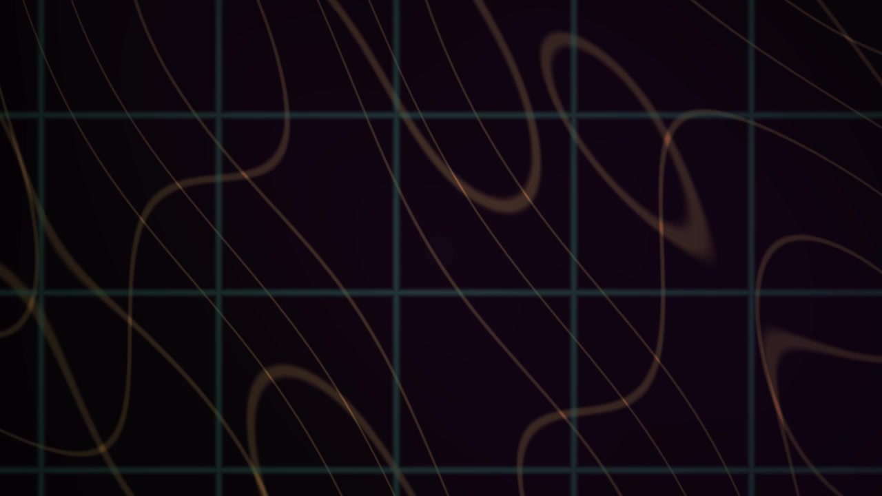 Glowing Abstract Wavy Lines Moving on a Digital Grid Background