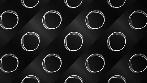 abstract geometric pattern with white circles on black background