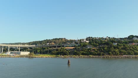 residential area in vallejo by northern california bay, alfred zampa memorial bridge