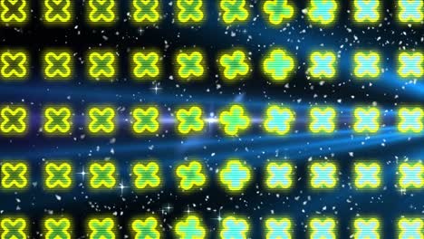 Animation of shapes and spots on black background
