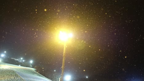 shot of snowing at the skii field in otaru, hokkaido, japan [med, pan to left, shot