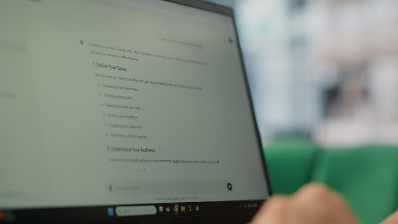 Vertical Video Bucharest, Romania - July 30th 2024 - Person typing into an AI chatbot system