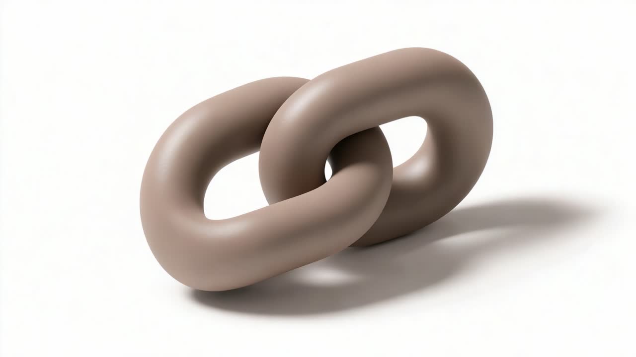 A close-up view of an interconnected chain link showcasing a smooth, modern design with a subtle shadow effect, emphasizing the concept of connection and unity in a minimalist style