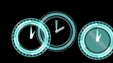 clocks moving on black background