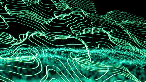 animación del procesamiento de datos a través de una red de conexiones