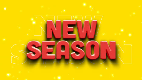 animation of new season text over yellow background