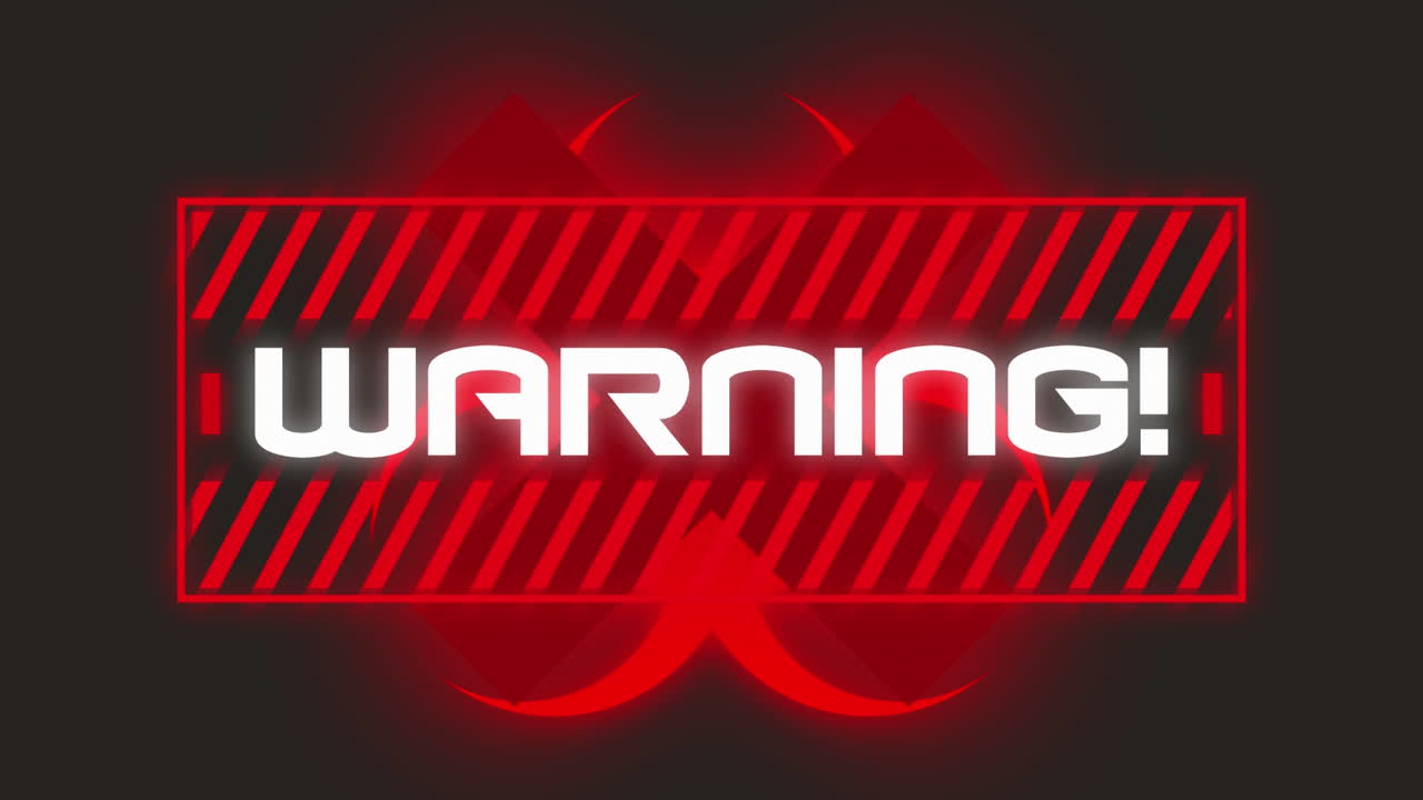 Animation of warning covid 19 text over black background