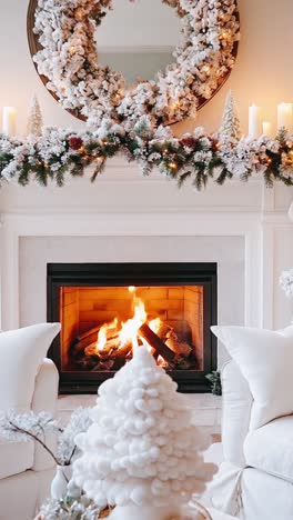 cozy christmas living room with fireplace