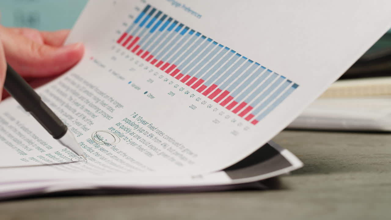 Hand Analyzing Financial Data on a Business Report