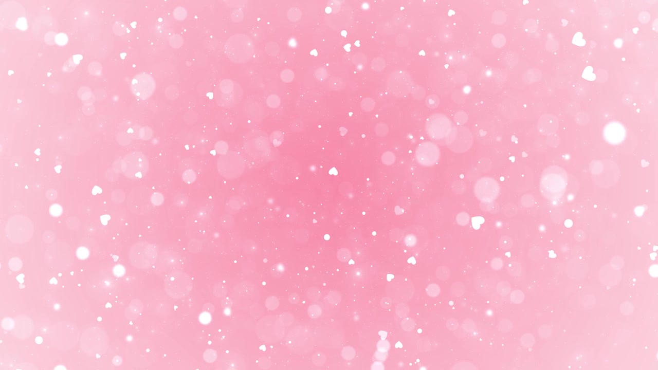 Rosa Herz-Bokeh-romantischer Hintergrund mit schwebenden Herzen, Partikeln, verträumtem Leuchten für Valentinsvideos und Hochzeiten.