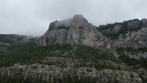 Close-Up-of-Mountain-Peak-on-Overcast-Day-[4K