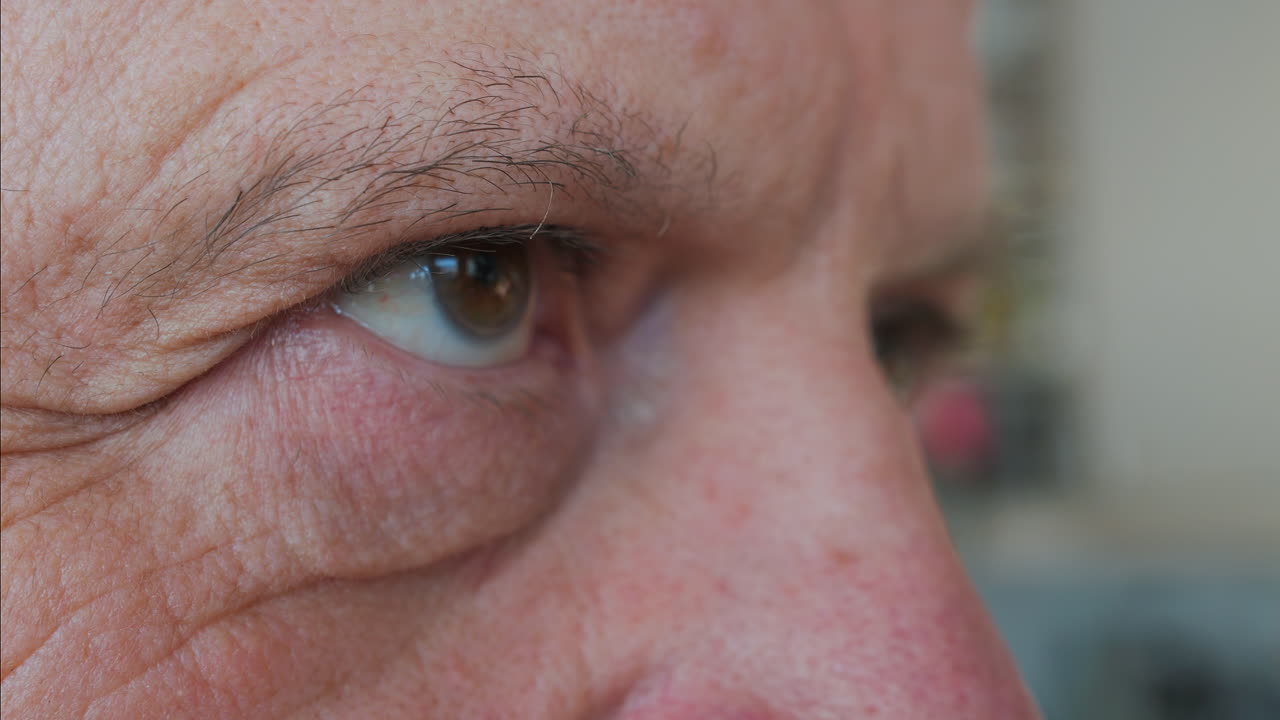 hombre mayor triste y serio, de cerca, en el hogar, luz natural