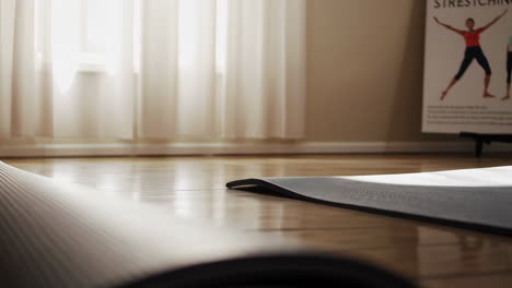 yoga mat in a fitness studio