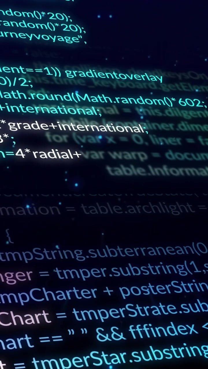 Animazione di elaborazione dati e punti luce su sfondo nero
