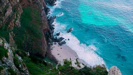 Elevated-view-down-steep-cliff-face-of-Cape-Point,-Table-Mountain-National-Park