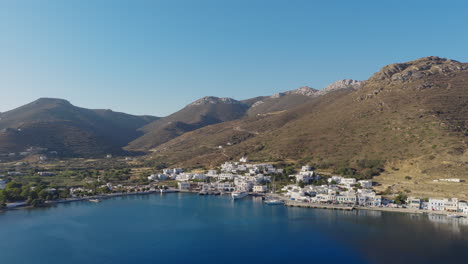 aerial view of mediterranean coastal village with timeless cycladic charm, katapola, amorgos, greece