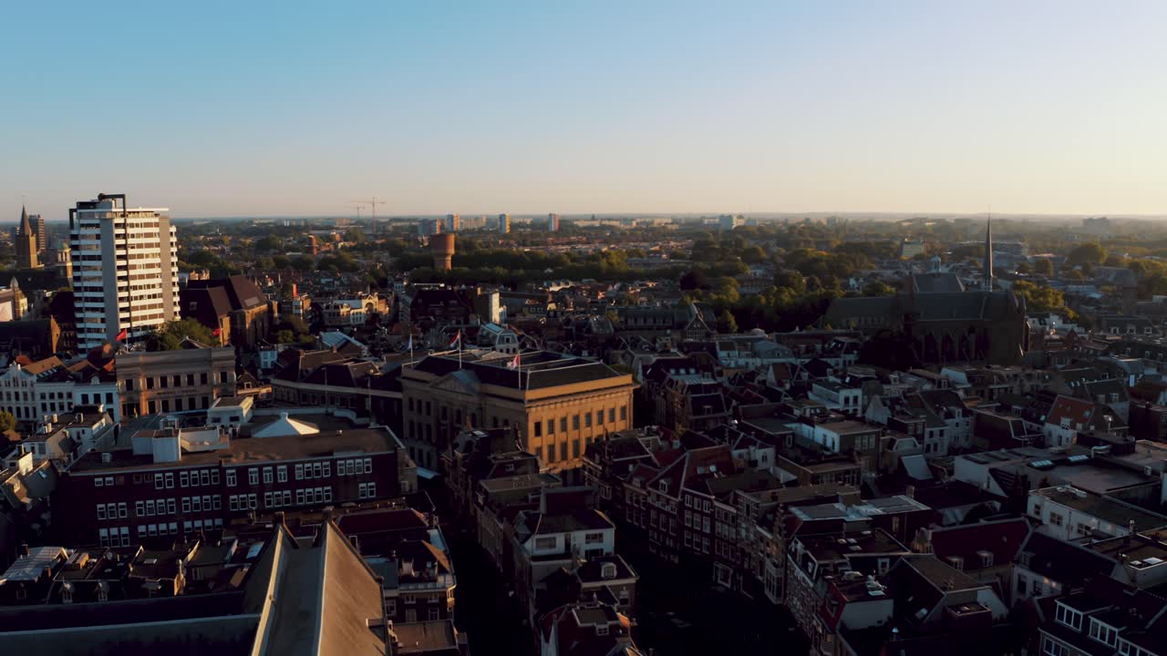 Utrecht medieval historic european city center with dom tower and canals empty because of Corona lockdown measures, netherlands,