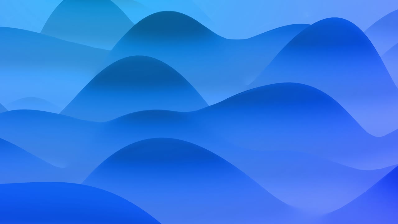 4k abstract looped fantastic background with waves. Liquid blue gradient of paint with internal glow forms hills or peaks that change smoothly in the cycle. Beautiful color transitions.