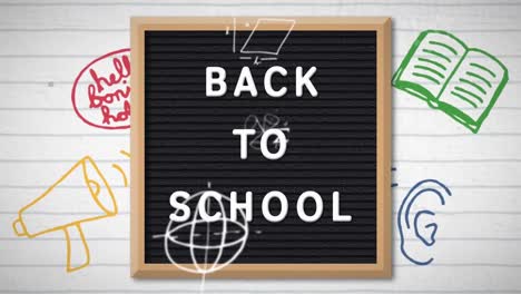 Animation-Von-„Back-To-School“-Texten-über-Symbolen-Für-Schulgegenstände