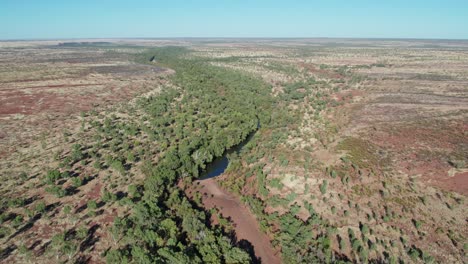 aerial view over the winding victoria river and landscape near kalkarindji, gurindji, northern territory, australia, august 2022.