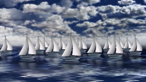 white sailboats are slowly sailing on the sea.