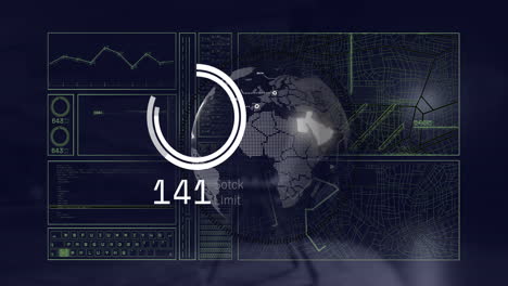 animación del procesamiento de datos en todo el mundo y en la oficina