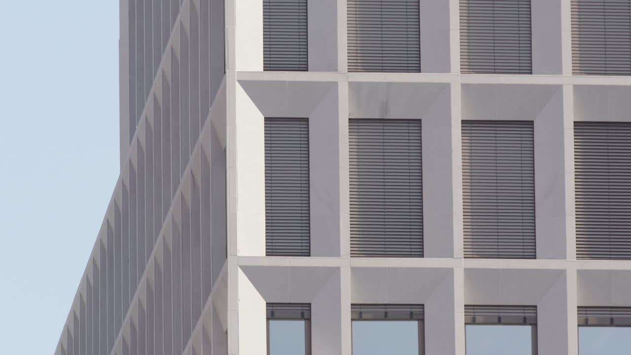 Telephoto abstract view of building architecture at new government quarter, Oslo