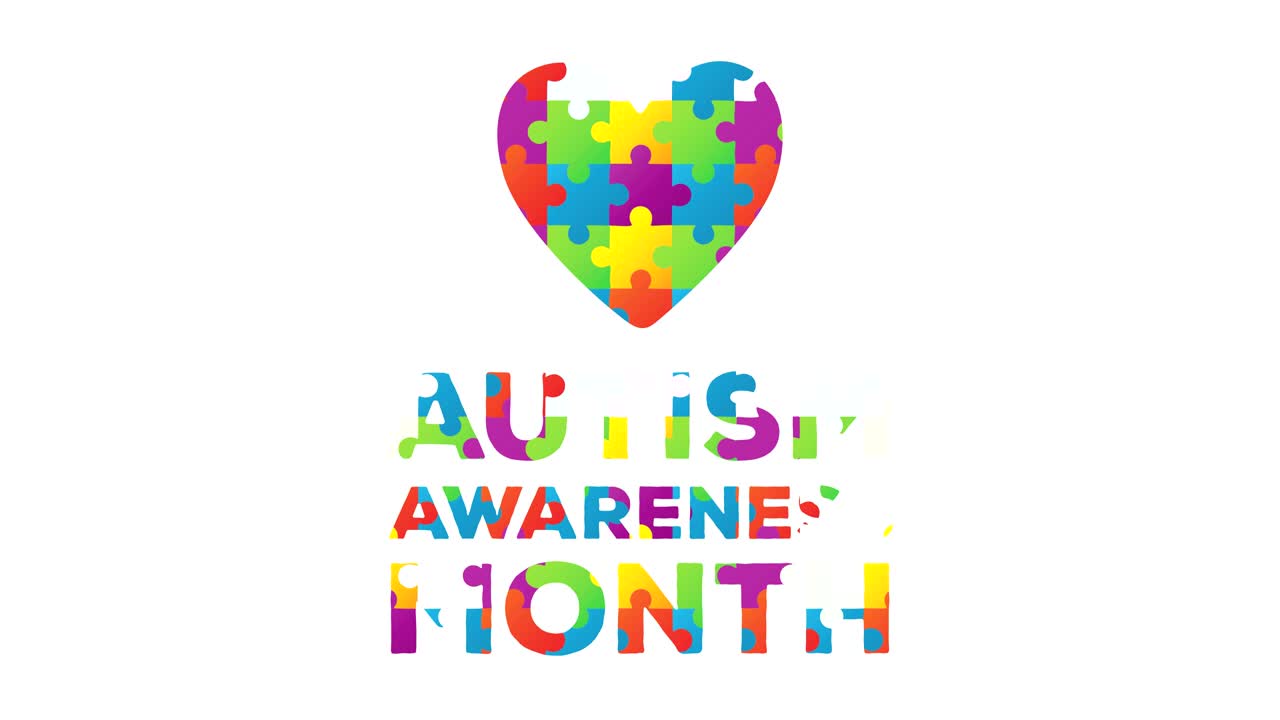 video generado digitalmente de con elementos de rompecabezas que forman texto del mes de concienciación sobre el autismo contra el blanco