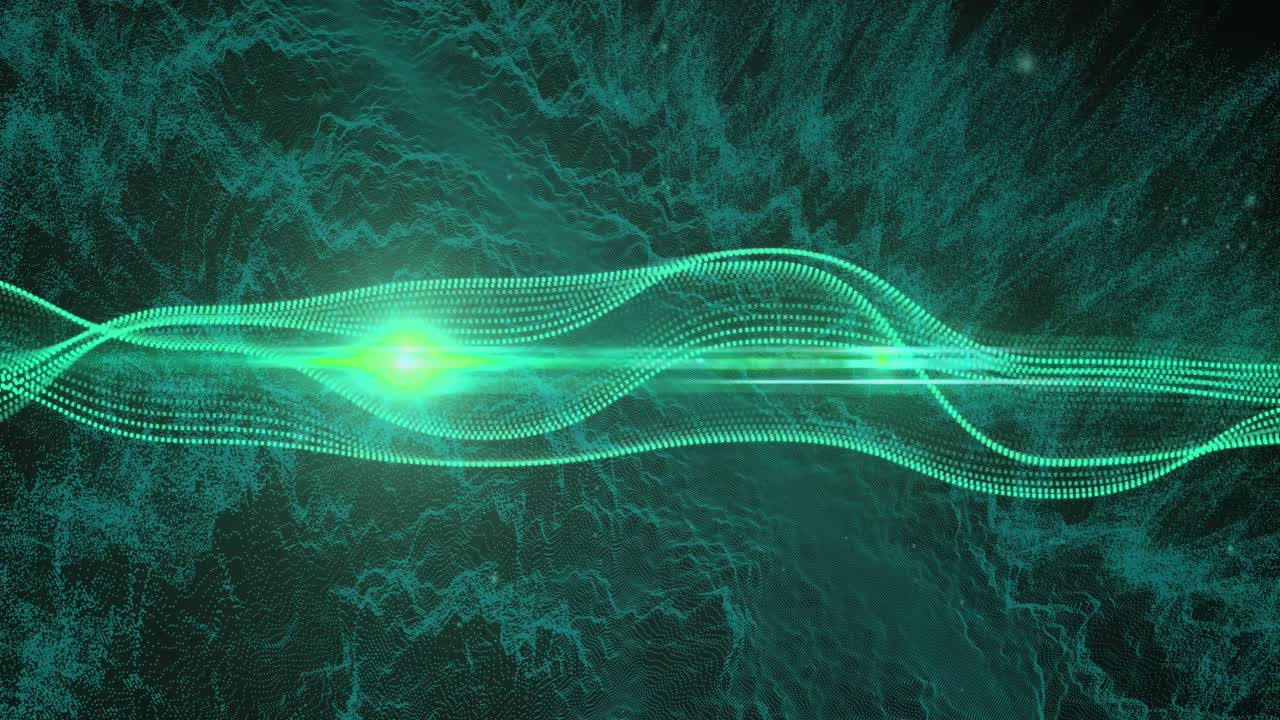 어두운 배경 위에서 움직이는 초록색 파동의 애니메이션