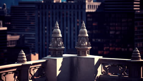 a view of a cityscape from a rooftop