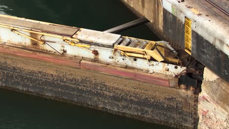 detail of the hydraulic gates system at gatun locks, panama canal