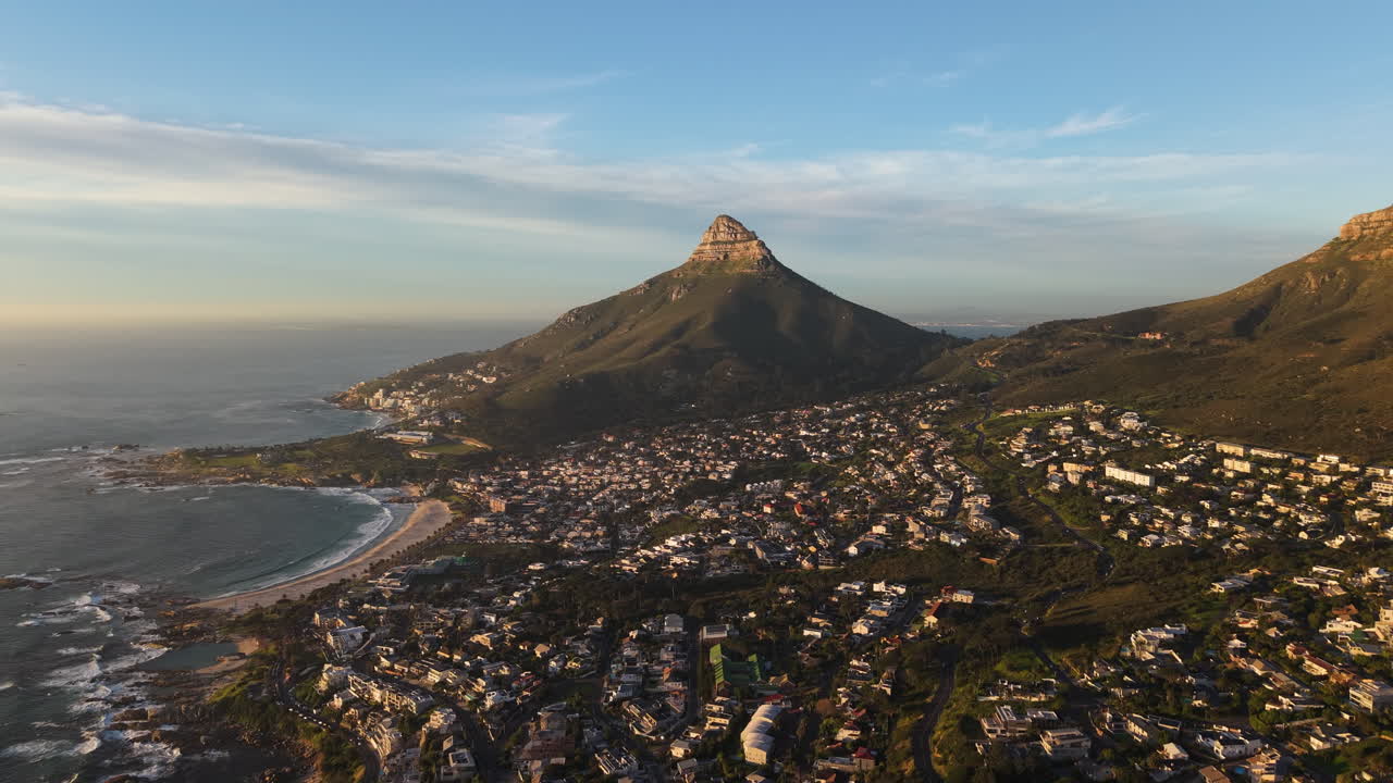 Lion's Head Mountain In Cape Town, South Africa - Aerial Drone Shot