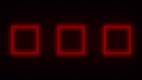 rotating red neon squares. 4k animation