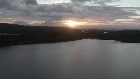 Sunset-over-multiple-lakes-and-land---Aerial---59