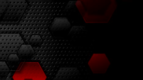 hexágonos rojos y negros en fondo perforado oscuro animación de video