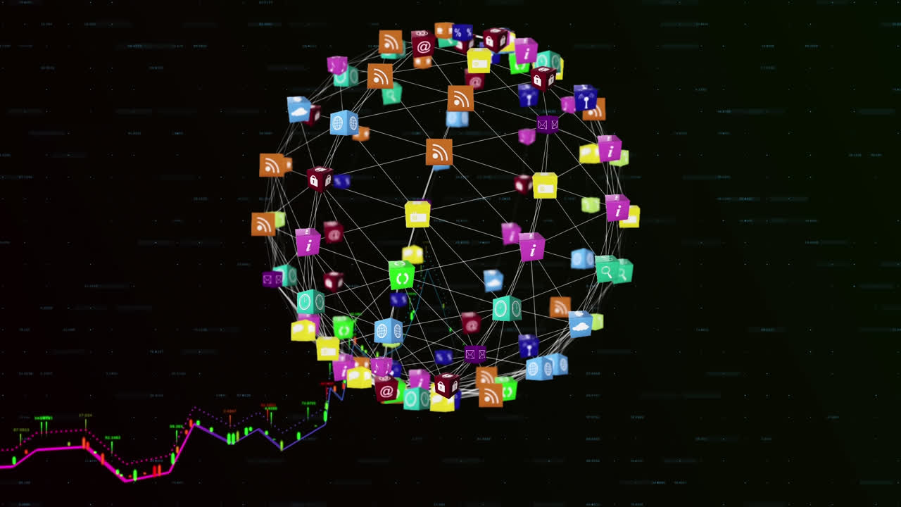 Network of connection forming a globe against black background