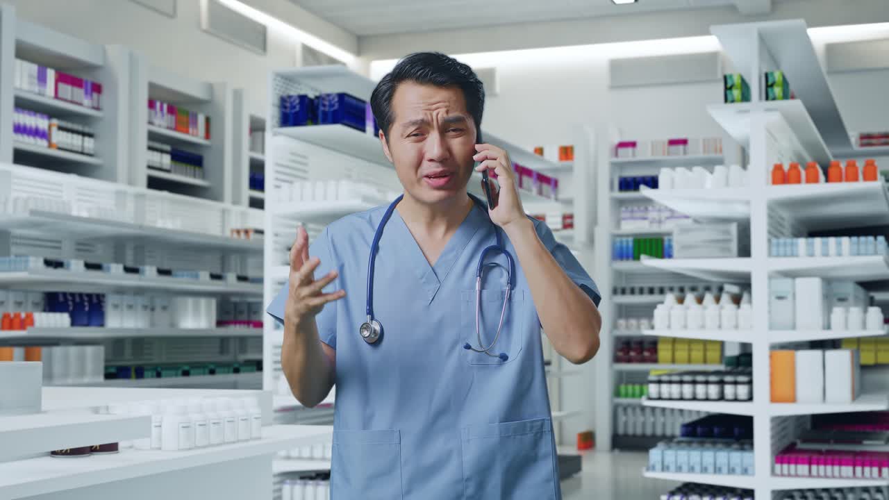약국에서 전화하는 약사