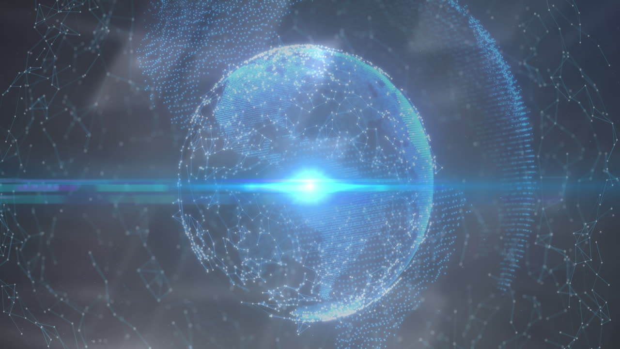 연결 네트워크와 함께 반이는 지구의 애니메이션