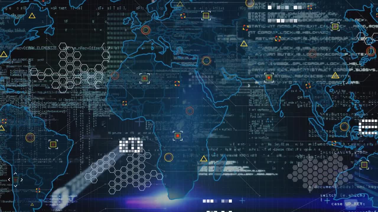 Animation of data processing over world map