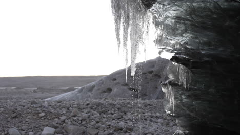 ice melting in jokulsarion glacier during winter, iceland