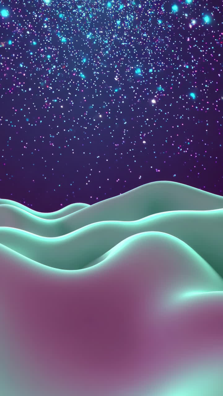 Abstract Wavy Landscape with Cosmic Sparkles