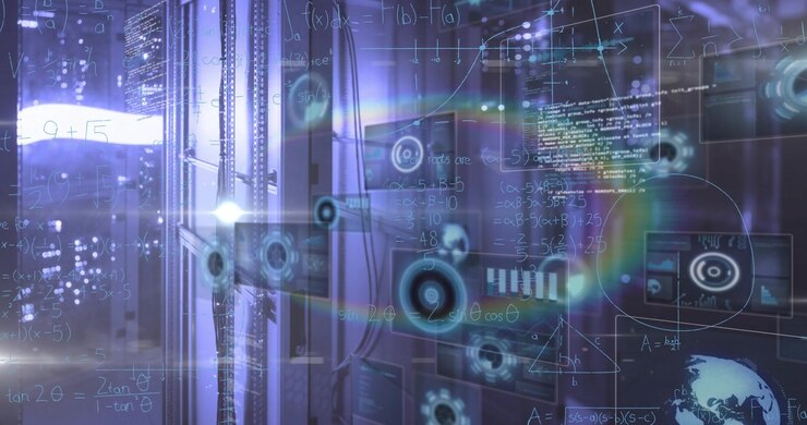 Animation of data processing over server room